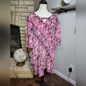 Catherines Pink and Black Patterned Blouse